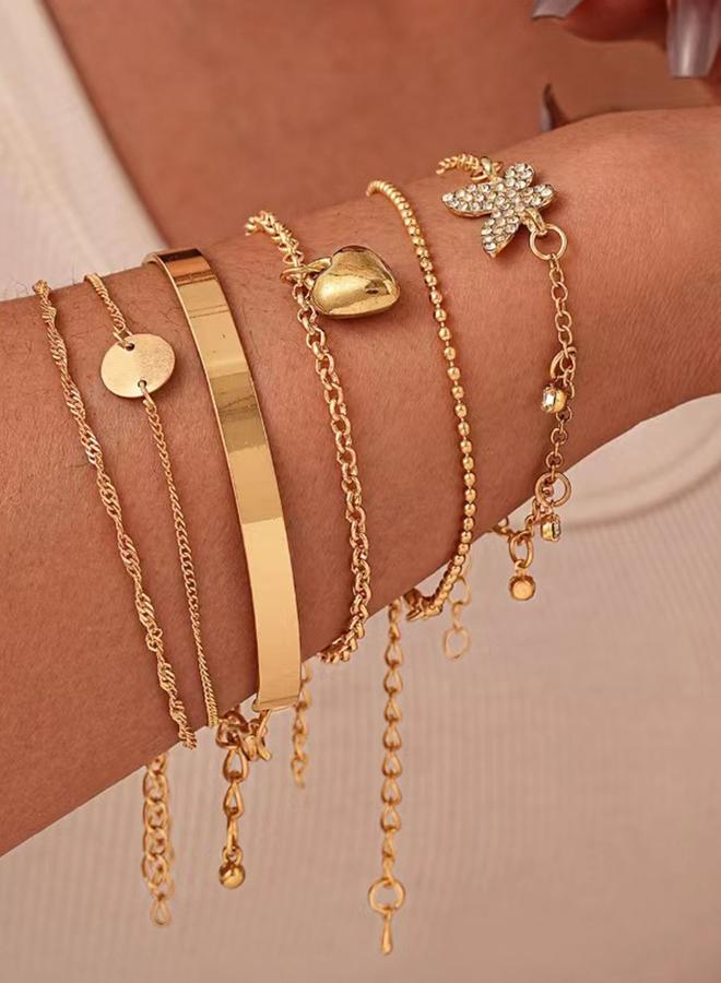 ستايلي طقم من 6 أساور بتفاصيل قلب - Image 2